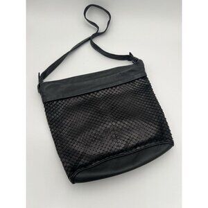 Charles Klein Leathers Black 20" drop Black Shoulder Bag Beautiful Front Detail